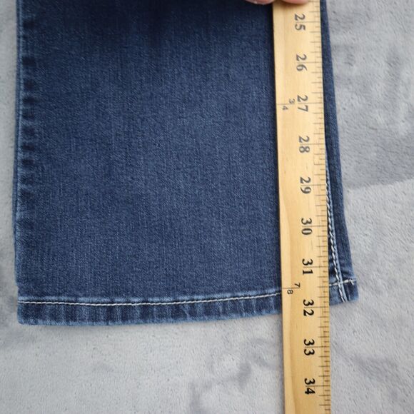 Casual Pants Womens 8 Blue Mid Rise Flat Front 5 Pocket Design Boot Cut Jeans - Picture 7 of 16